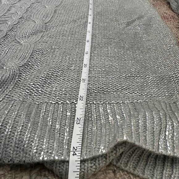 NWT Maison Jules Womens Silver Long-Sleeve Metallic-Flecked Sweater Size XL - Picture 10 of 11